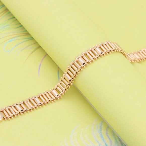 "Bold Textured Rose Gold Bracelet in Brass, XPBL1000 - Picture 3 of 12